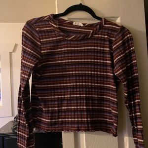 Long sleeve striped top with ruffle sleeves and bottom